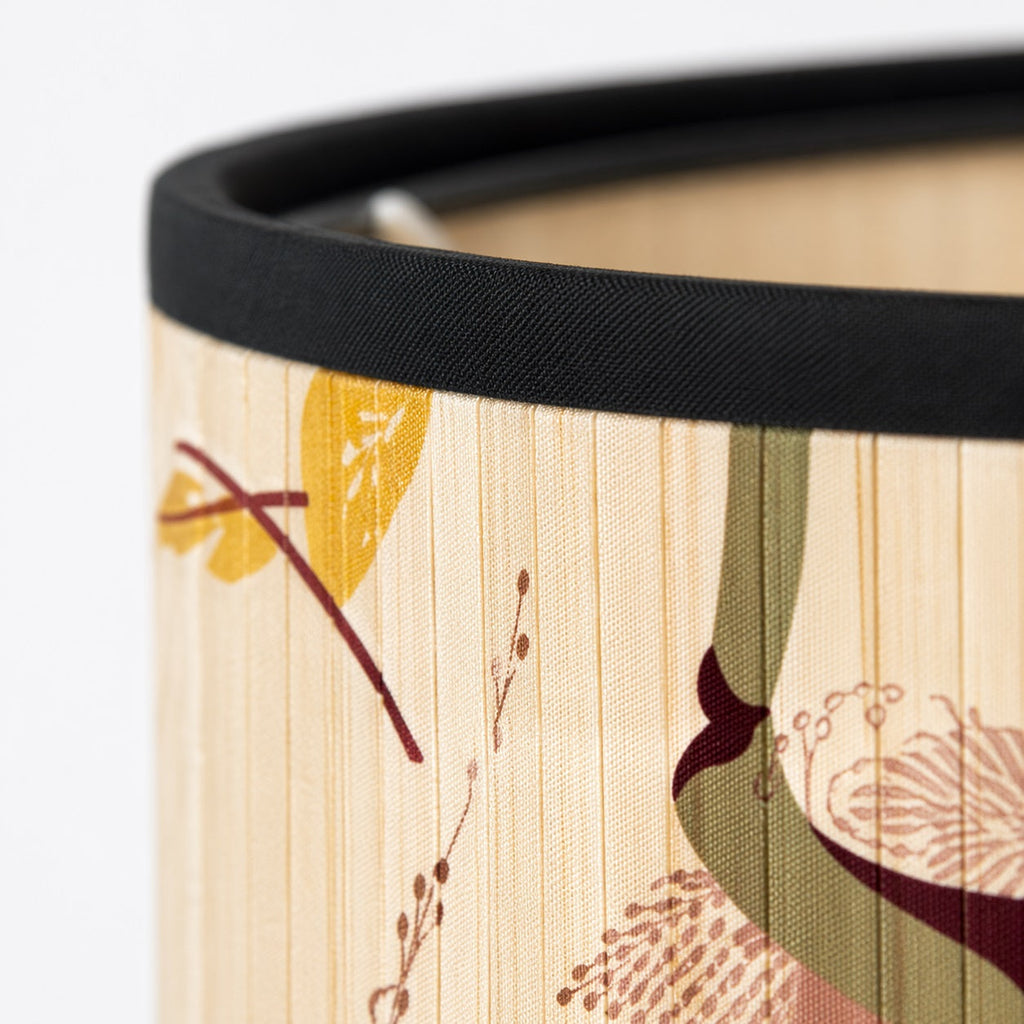 Abat-jour Tambour en bambou - Red Flowers