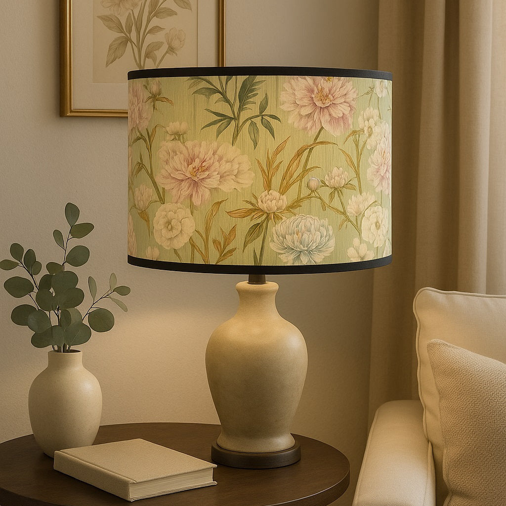 Abat-jour Tambour en bambou - Sweet flowers