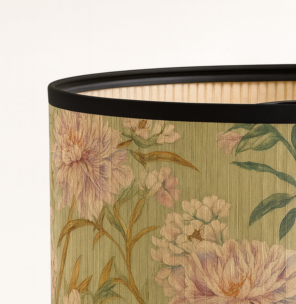 Abat-jour Tambour en bambou - Sweet flowers