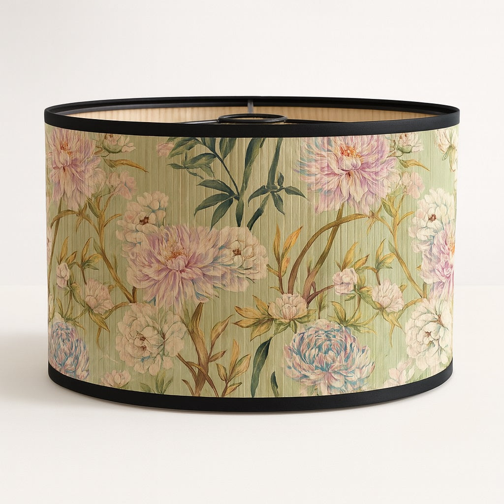 Abat-jour Tambour en bambou - Sweet flowers