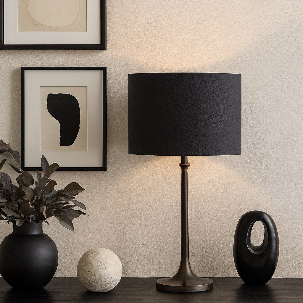 Abat-jour Tambour en lin naturel - Gris