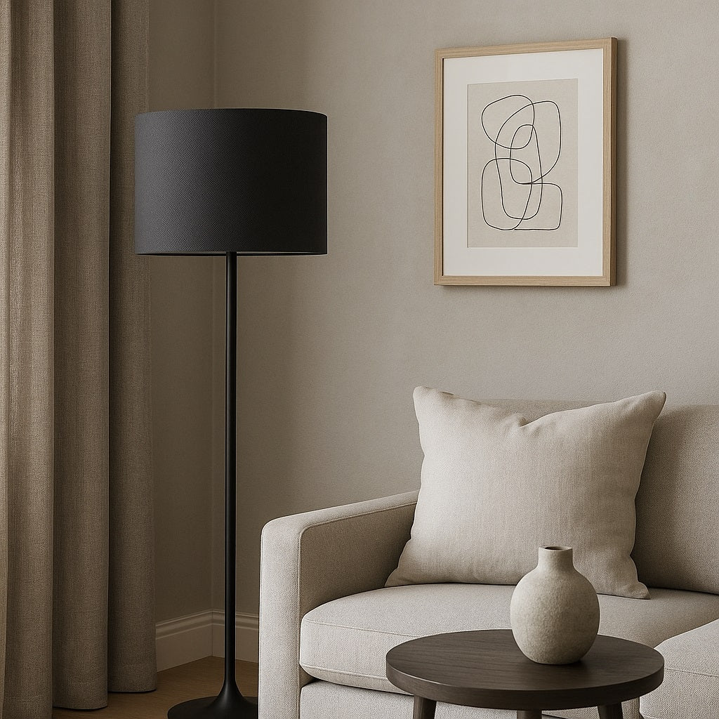Abat-jour Tambour en lin naturel - Gris