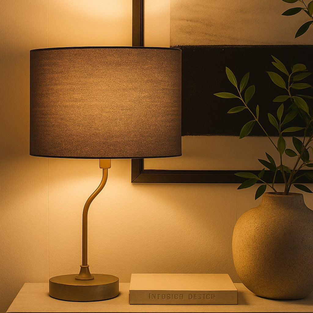 Abat-jour Tambour en lin naturel - Gris
