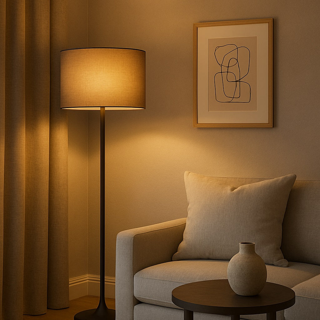 Abat-jour Tambour en lin naturel - Gris
