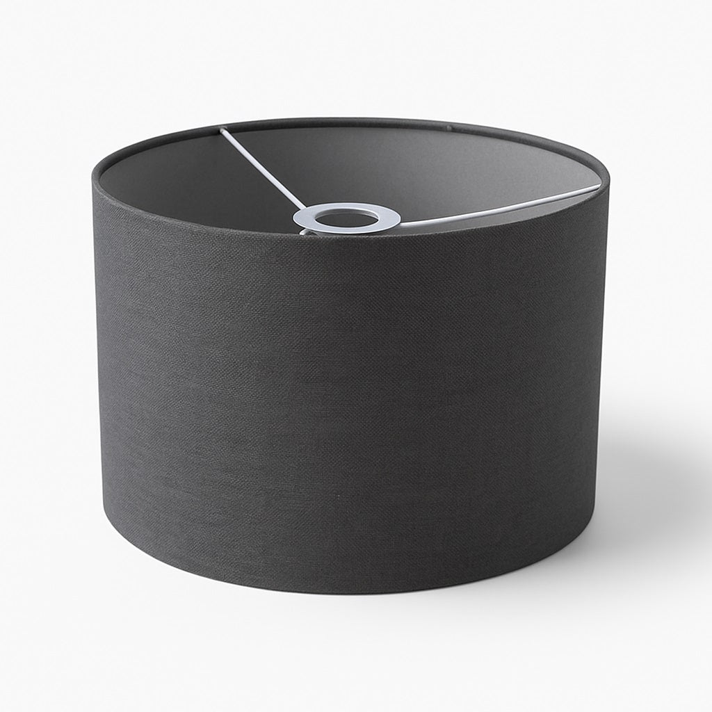 Abat-jour Tambour en lin naturel - Gris