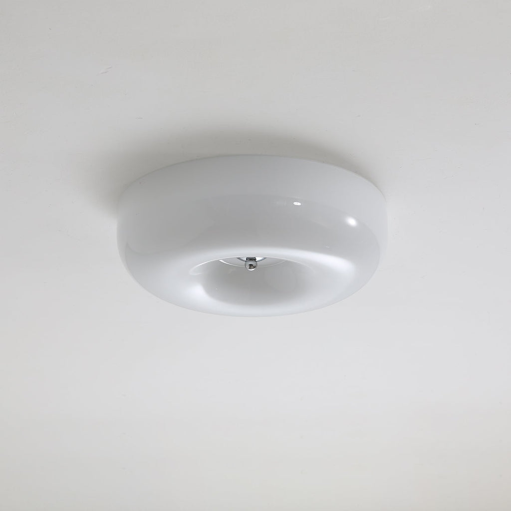 Afralia Plafonnier Moderne en Verre Tourbillonnant - ∅ 32 cm x hauteur 10 cm - Blanc et Chromé