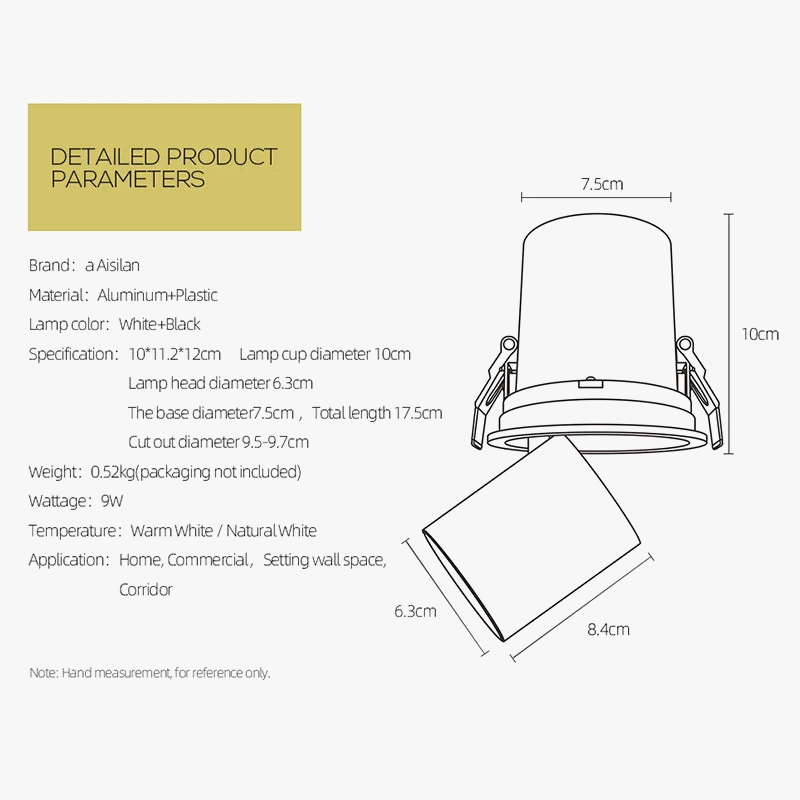 Spot LED rond extensible rotatif pliable encastré Nélia Alizé - Formes Arrondies & Harmonie Visuelle