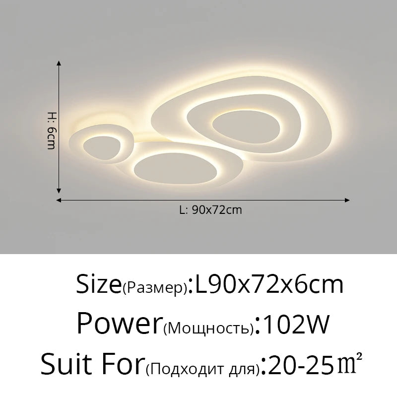 Lustre — Anneaux annuels modernes LED lustre intérieur salon ondulation forme meubles de maison décoration fer blanc corps couleur lampe éclairage