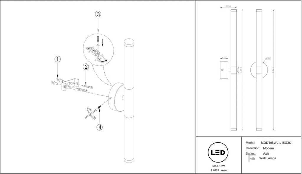 Applique murale Axis (tubes)