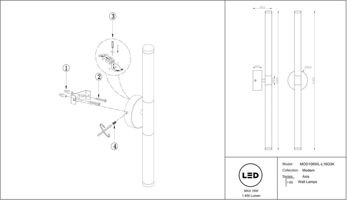Applique murale Axis (tubes)