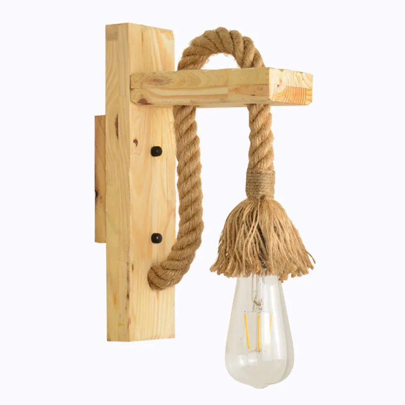 Applique murale Industrielle Armand Rivage en Corde de Chanvre et Bois