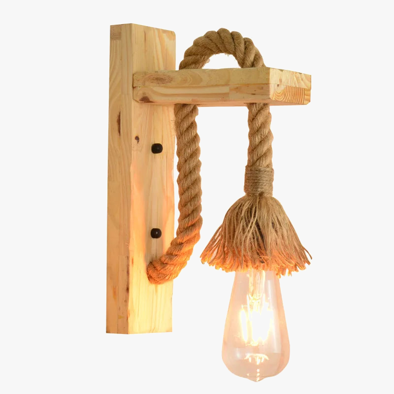 Applique murale Industrielle Armand Rivage en Corde de Chanvre et Bois