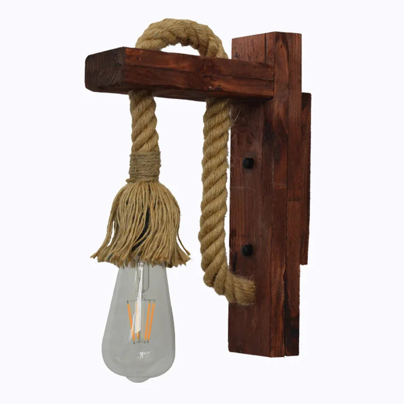 Applique murale Industrielle Armand Rivage en Corde de Chanvre et Bois