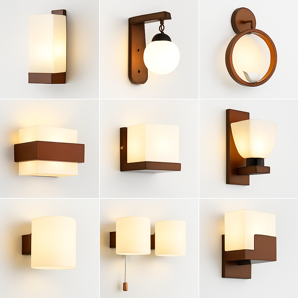 Applique murale — En bois avec ampoule LED pour intérieur