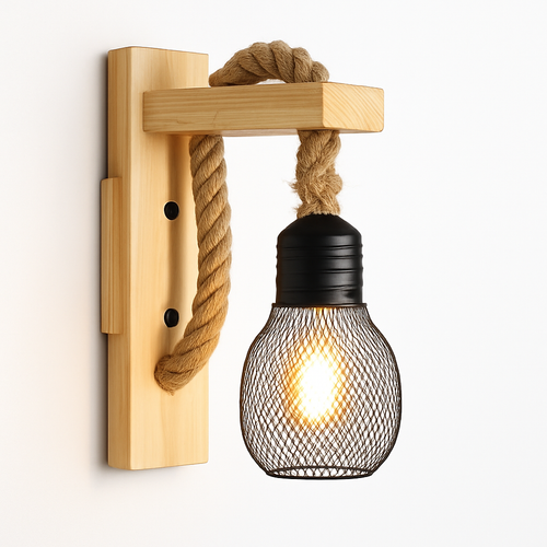 Applique murale Industrielle Apolline Rivage en Corde et Bois — Modèle 1