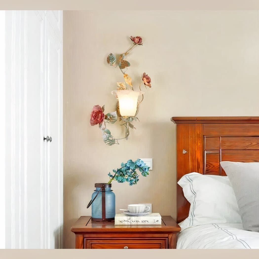 Applique murale en fer forgé en forme de fleur romantique – Évarine Sillage