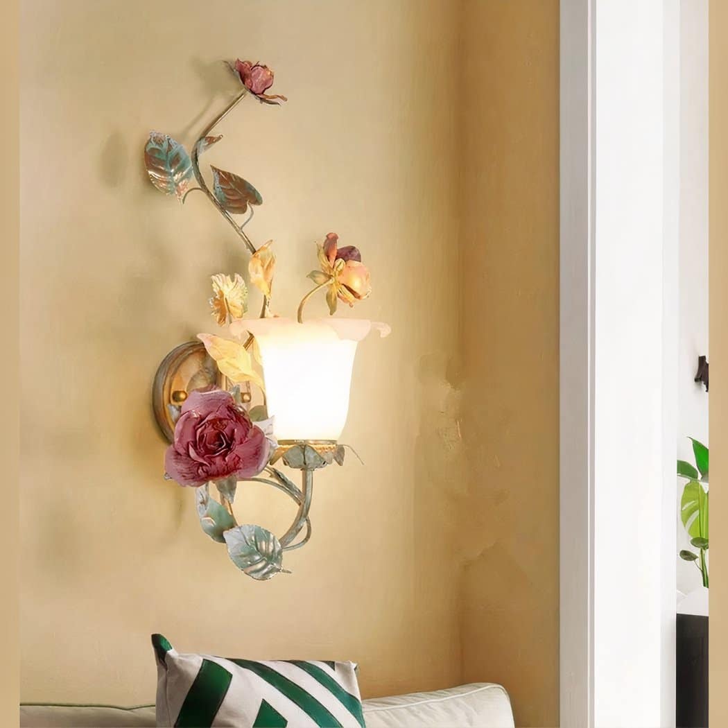 Applique murale en fer forgé en forme de fleur romantique – Évarine Sillage