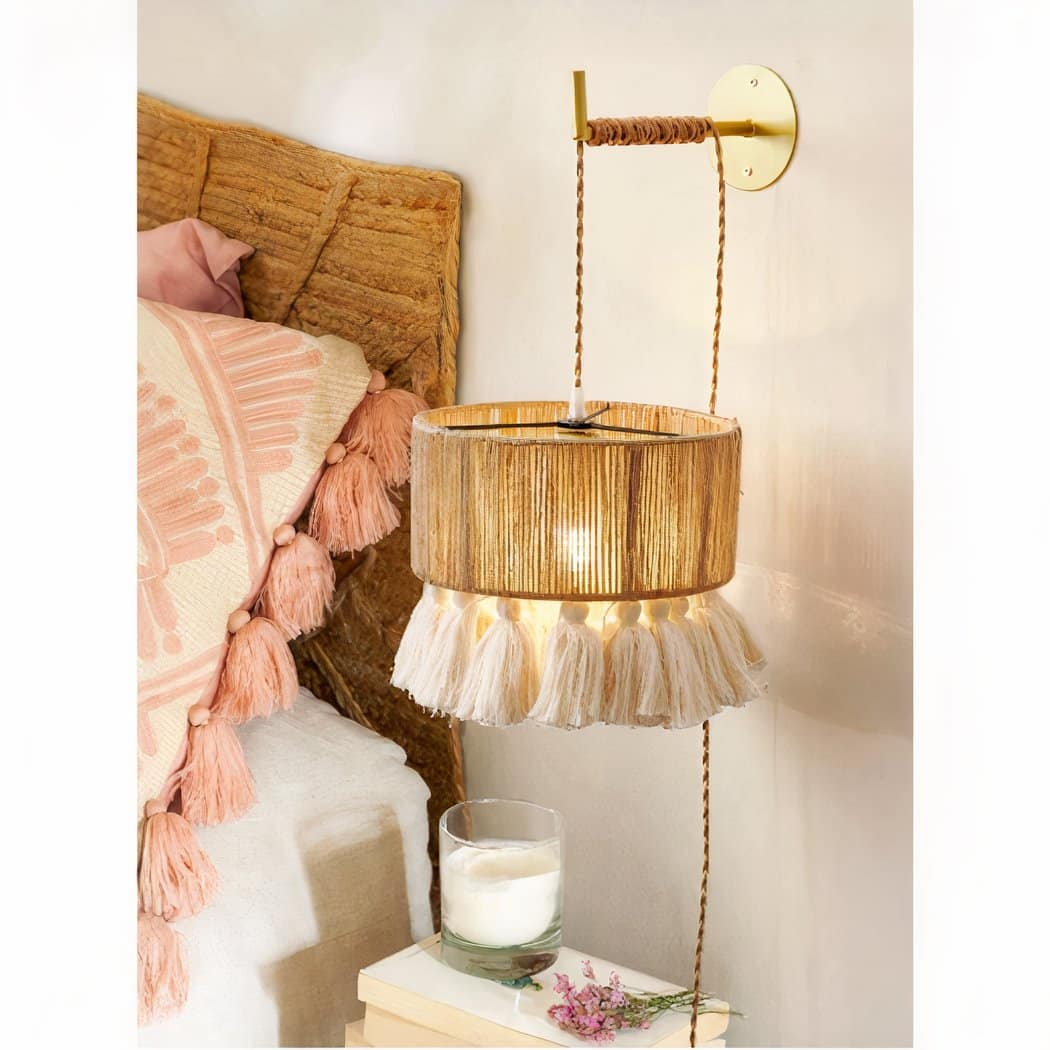 Applique murale en osier et à franges dans le style bohème – Valombre Rivage