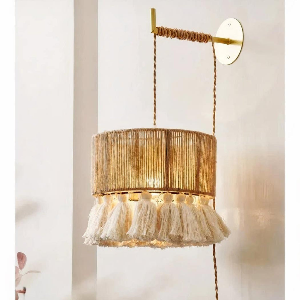 Applique murale en osier et à franges dans le style bohème – Valombre Rivage