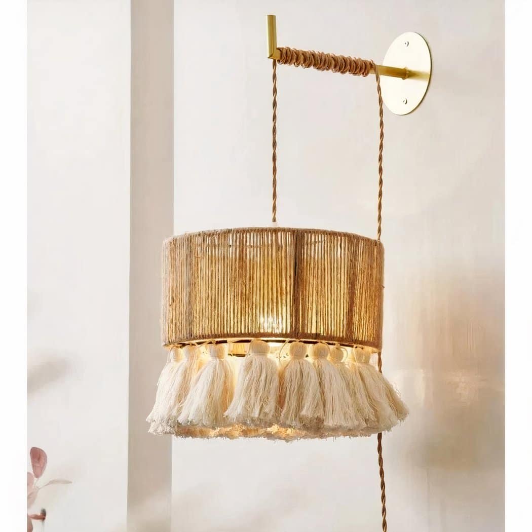 Applique murale en osier et à franges dans le style bohème – Valombre Rivage