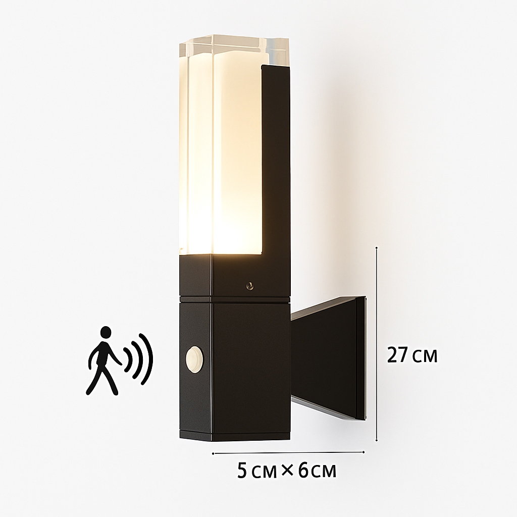 Applique murale — Extérieure en aluminium avec capteur pir étanche minimaliste