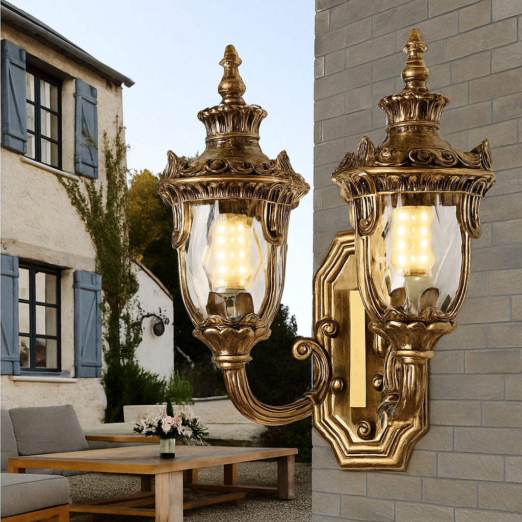 Applique murale — Extérieure étanche double tête style européen rétro