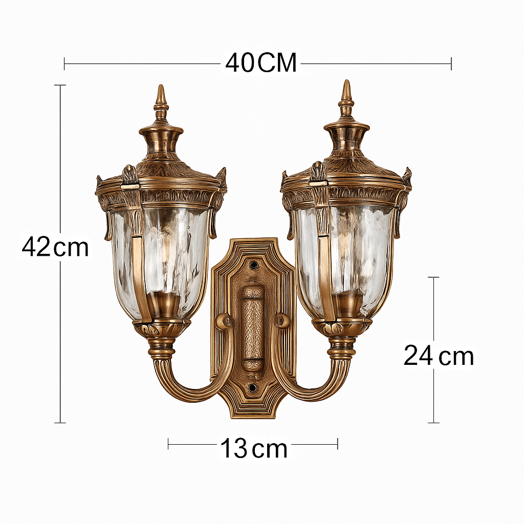 Applique murale — Extérieure étanche double tête style européen rétro