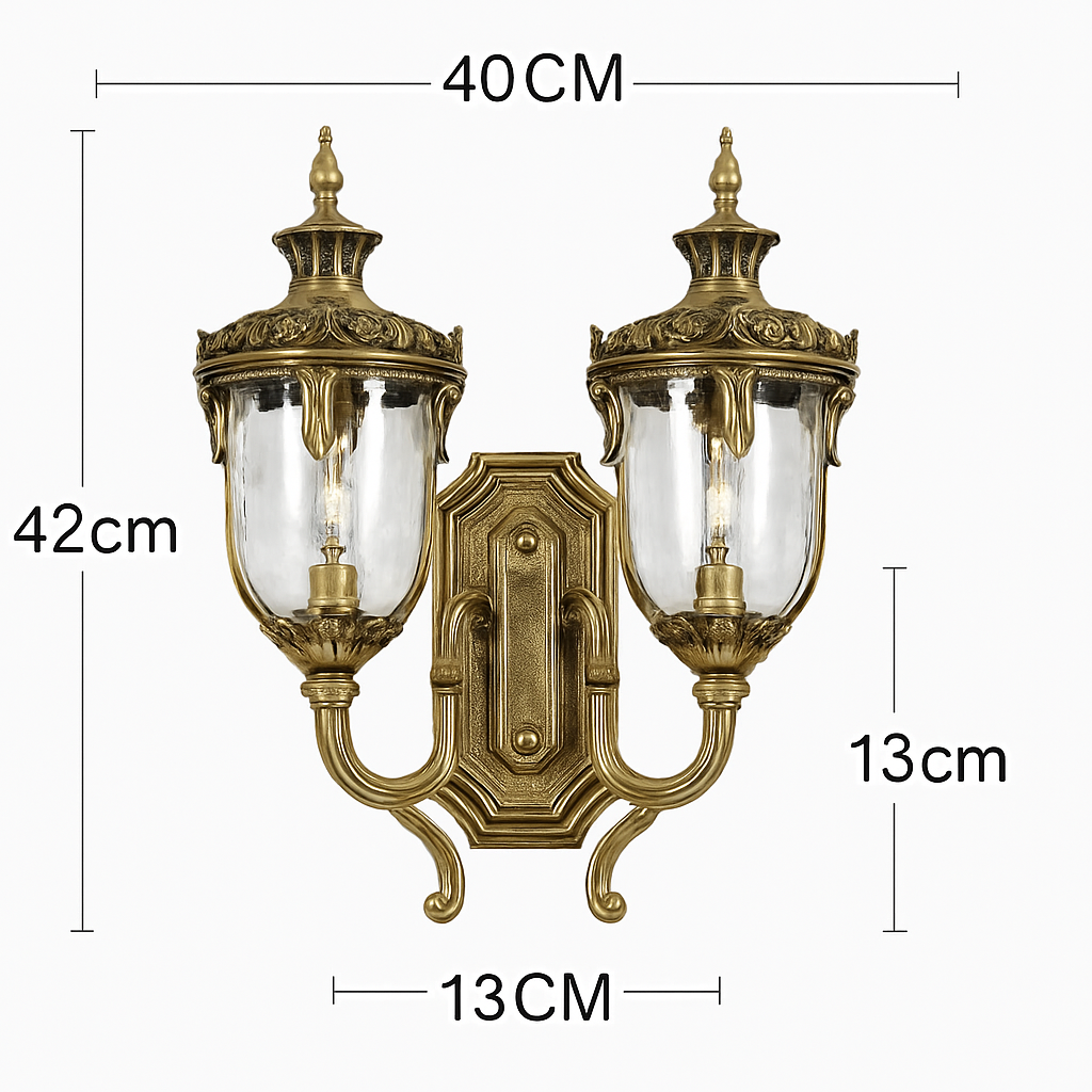 Applique murale — Extérieure étanche double tête style européen rétro
