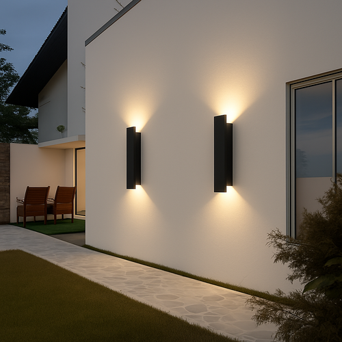 Applique murale — Extérieures imperméables bande aluminium appliques murales 18W LED noir applique chambre extérieur luminaires extérieurs