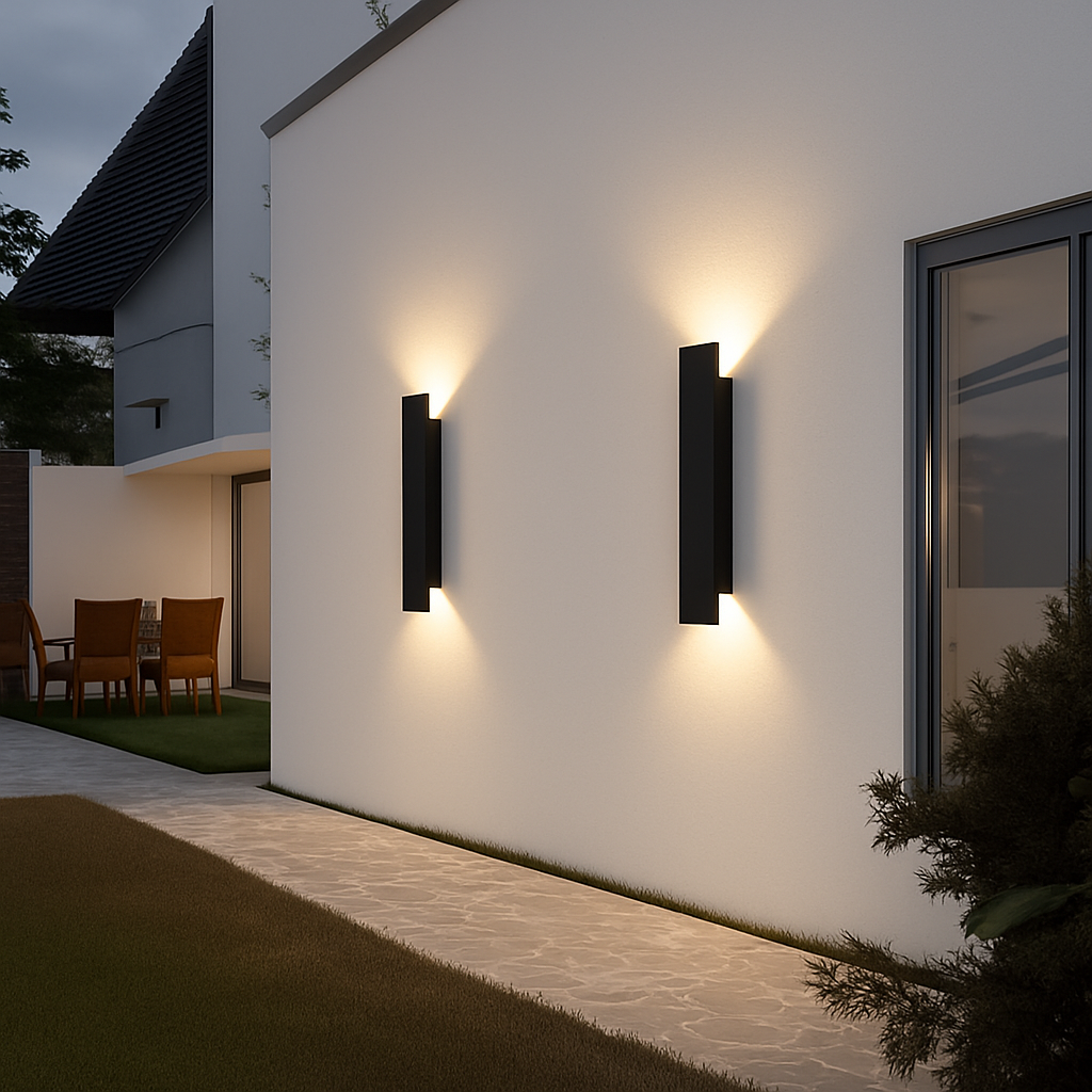 Applique murale — Extérieures imperméables bande aluminium appliques murales 18W LED noir applique chambre extérieur luminaires extérieurs