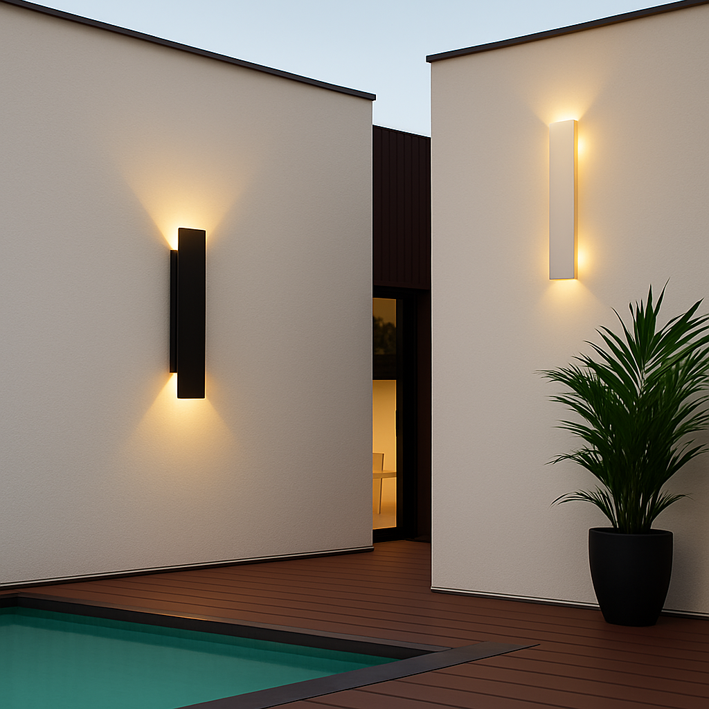 Applique murale — Extérieures imperméables bande aluminium appliques murales 18W LED noir applique chambre extérieur luminaires extérieurs