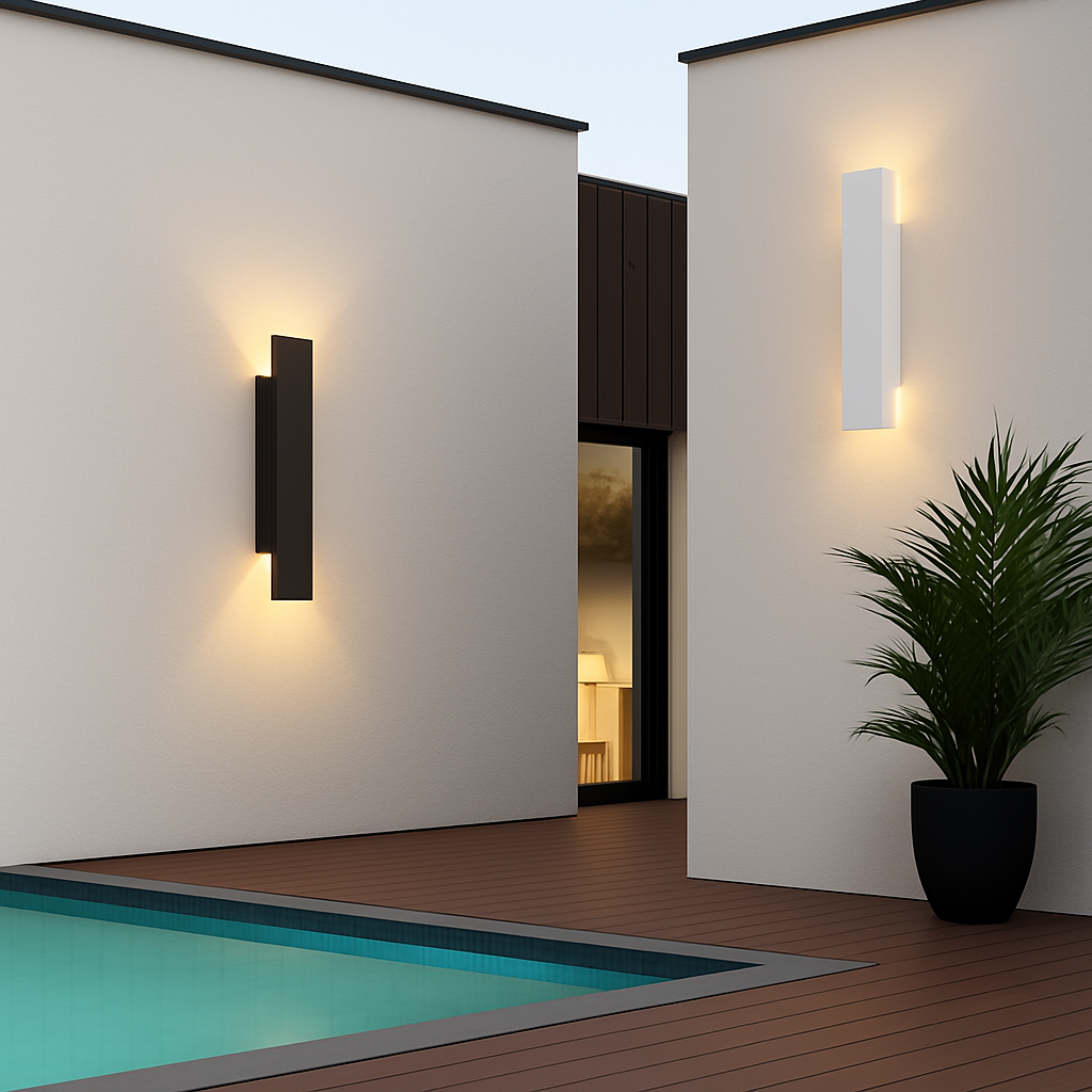 Applique murale — Extérieures imperméables bande aluminium appliques murales 18W LED noir applique chambre extérieur luminaires extérieurs