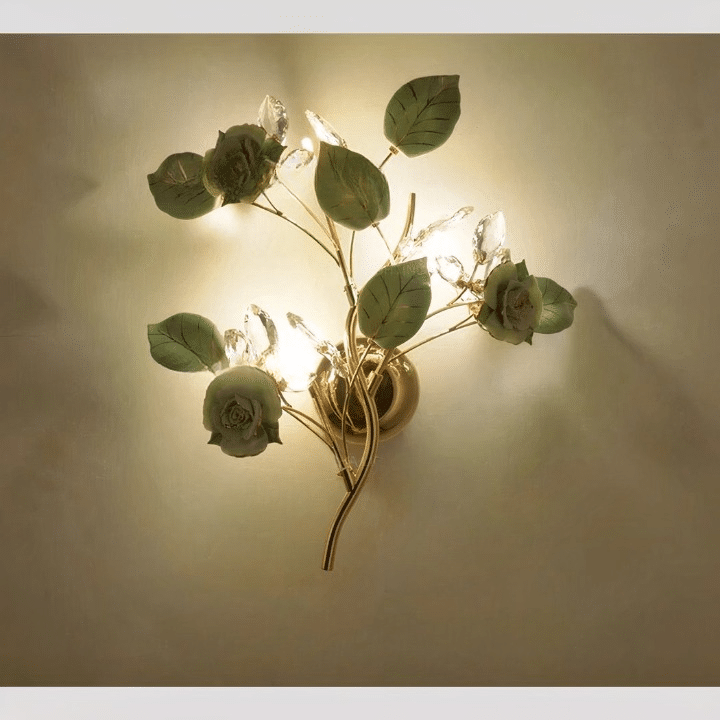 Applique murale fleurs en céramique et lumières en verre de style bohème chic – Avelin Sillage