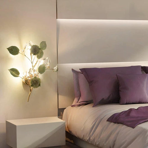 Applique murale fleurs en céramique et lumières en verre de style bohème chic – Avelin Sillage