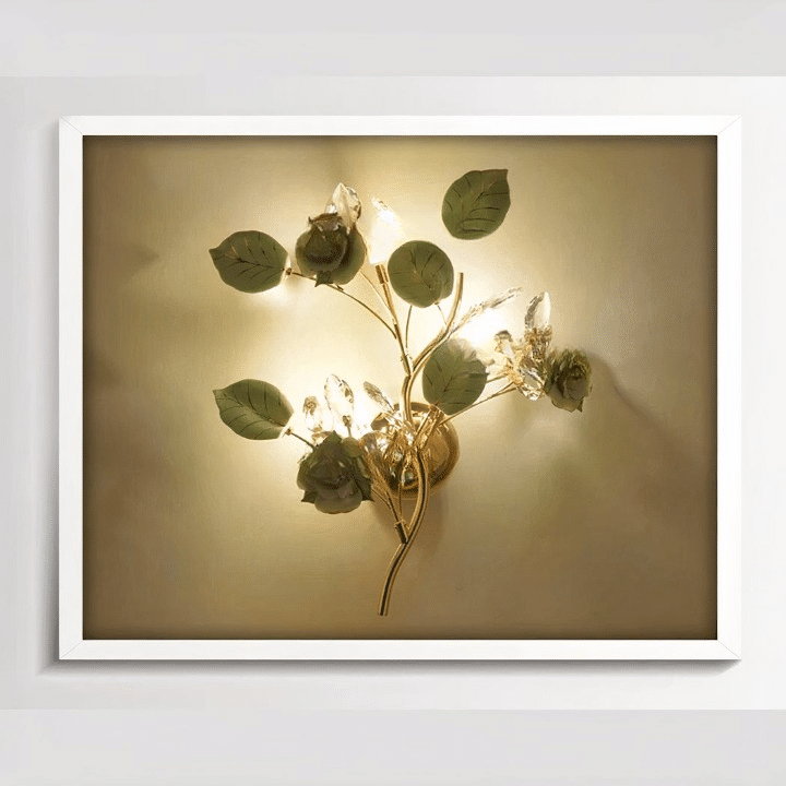 Applique murale fleurs en céramique et lumières en verre de style bohème chic – Avelin Sillage
