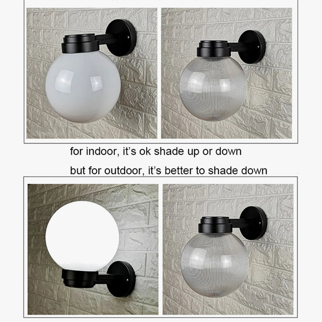 Abat-jour — Intérieure et extérieure avec abat-jour globe en acrylique blanc ou transparent
