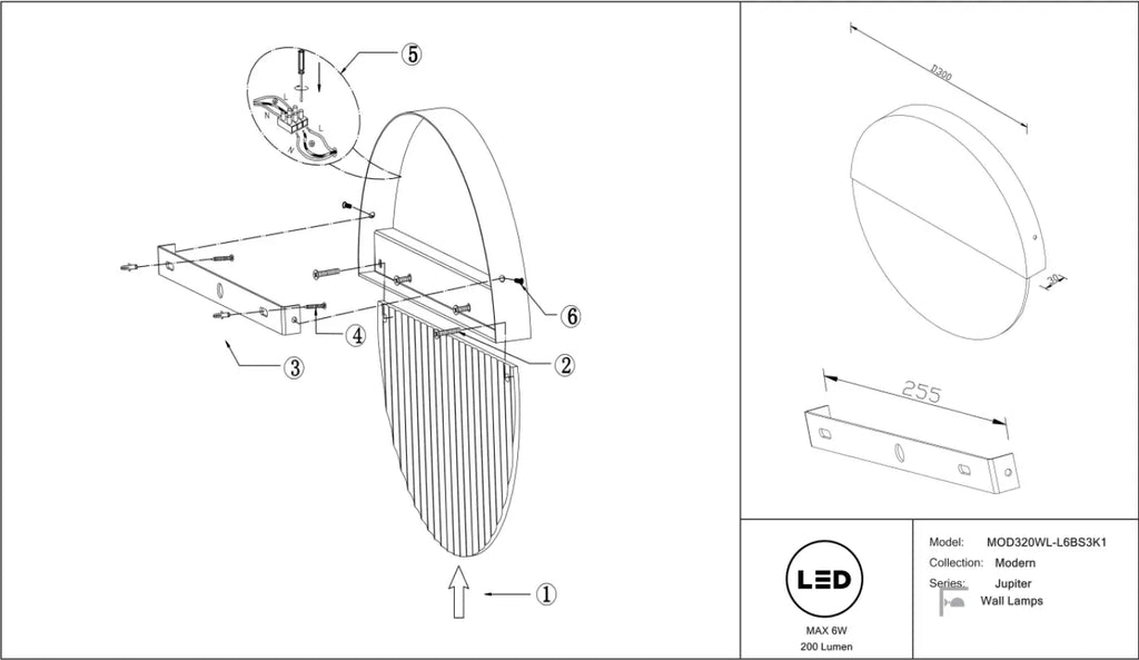 Applique murale Jupiter (disque ultra-fin)