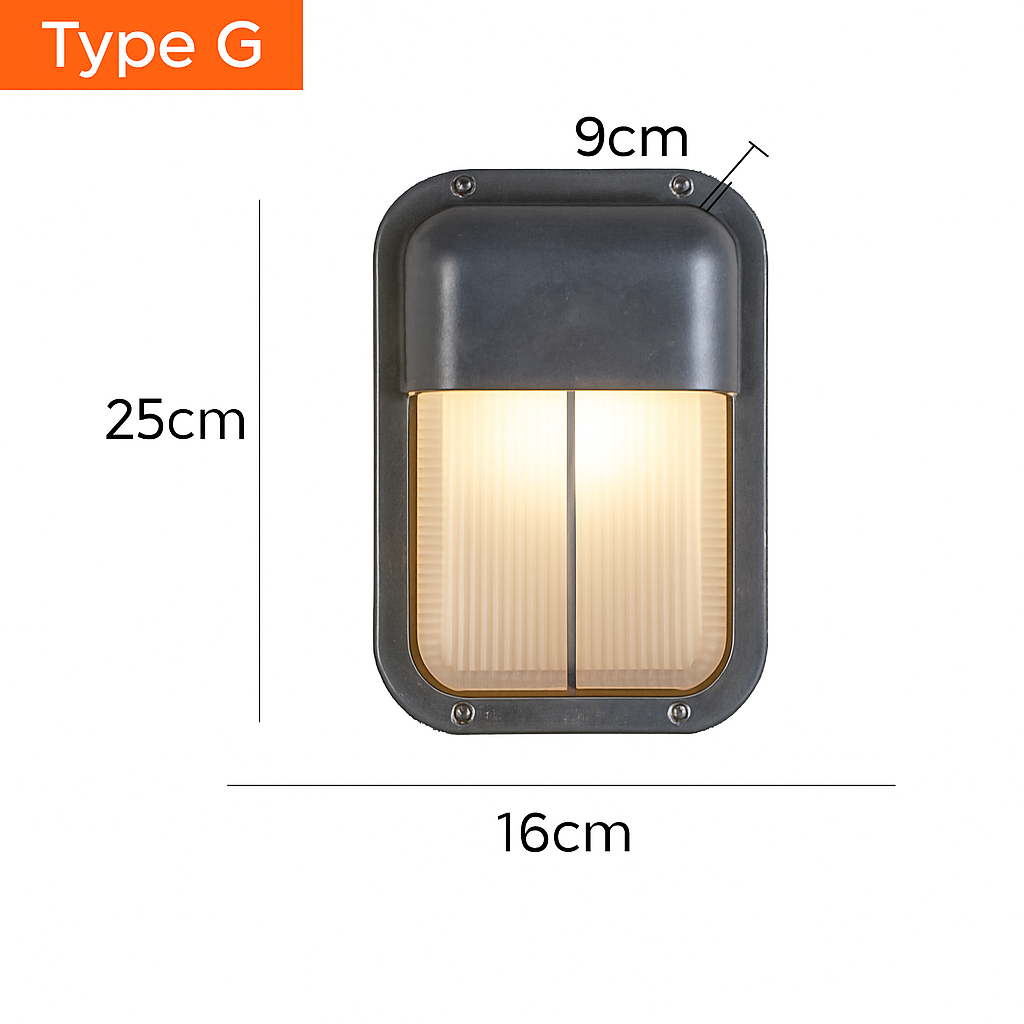 Applique murale — LED rétro extérieure E27 industrielle Vintage IP65 étanche en verre