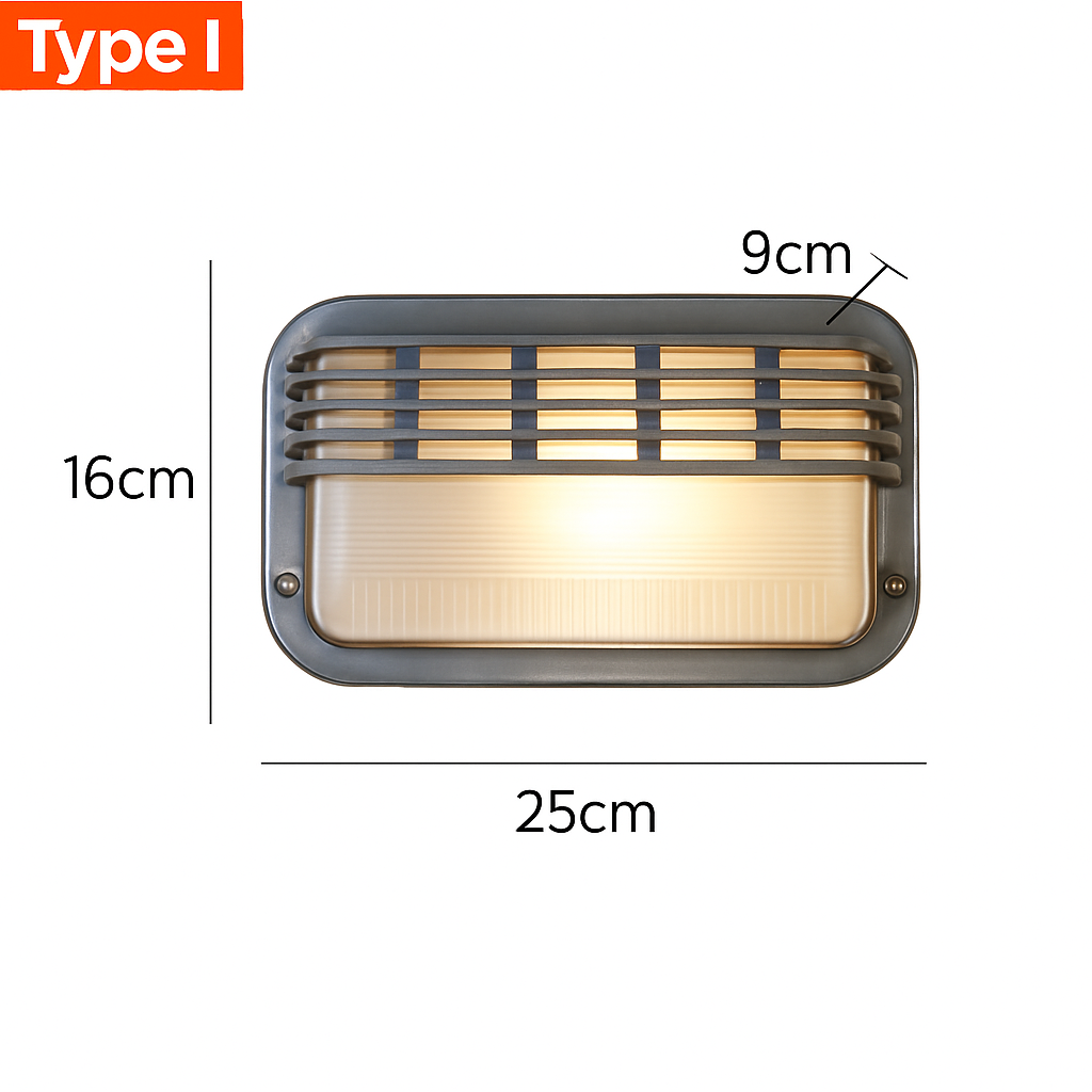Applique murale — LED rétro extérieure E27 industrielle Vintage IP65 étanche en verre