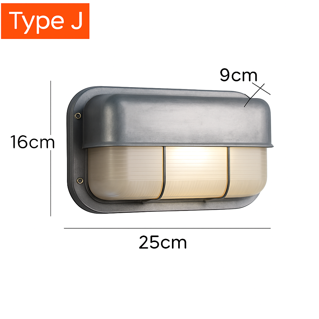 Applique murale — LED rétro extérieure E27 industrielle Vintage IP65 étanche en verre