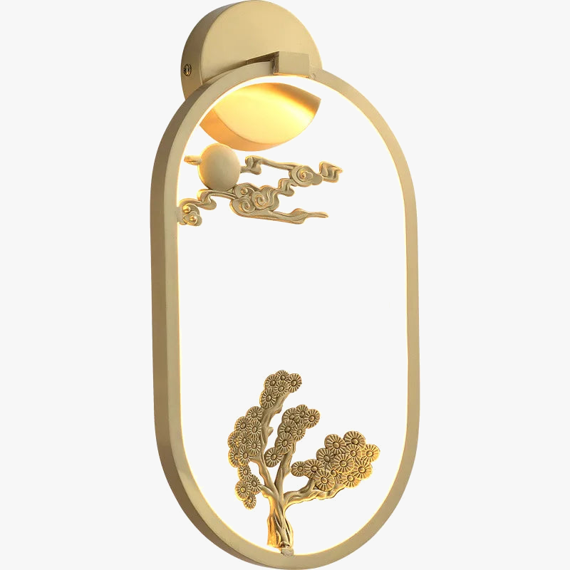 Applique murale led traditionnelle chinoise en cuivre pour intérieur décoratif Ariane Fugue - Une Présence Décorative Raffinée