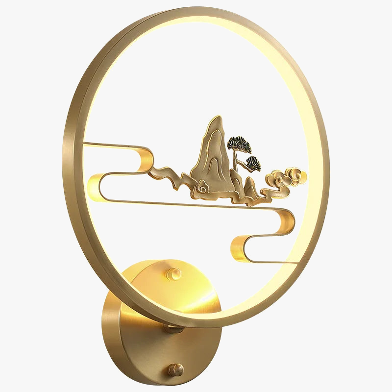 Applique murale led traditionnelle chinoise en cuivre pour intérieur décoratif Ariane Fugue - Une Présence Décorative Raffinée