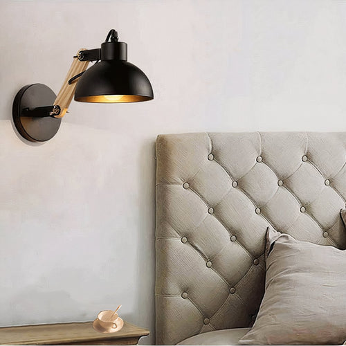 Applique murale — Liseuse LED ajustable en bois et métal