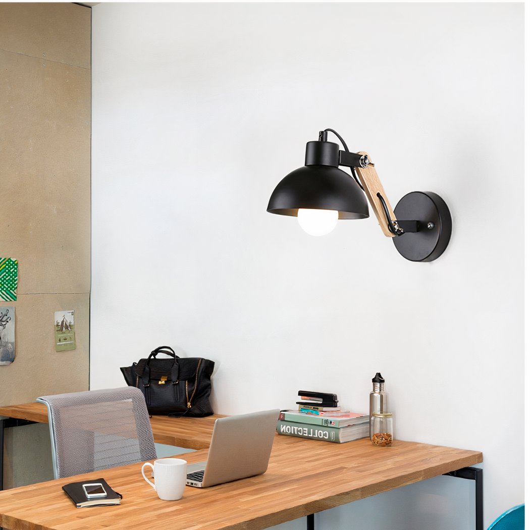 Applique murale — Liseuse LED ajustable en bois et métal