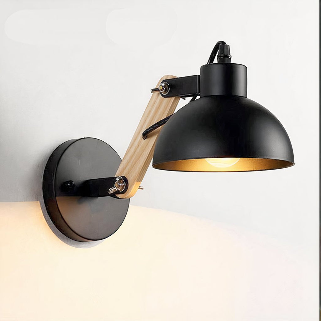 Applique murale — Liseuse LED ajustable en bois et métal