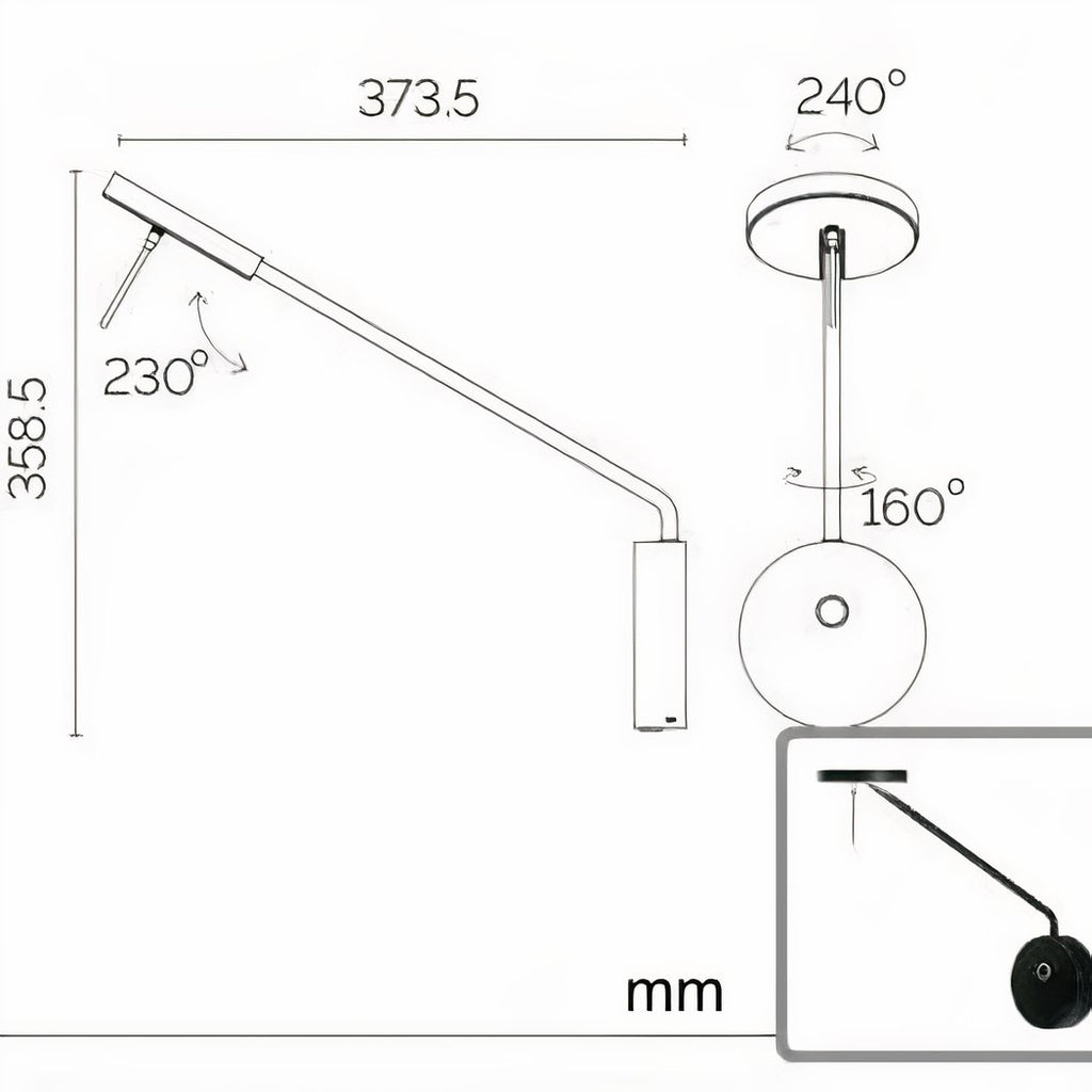 Applique murale — Liseuse LED nordique avec bras à bascule