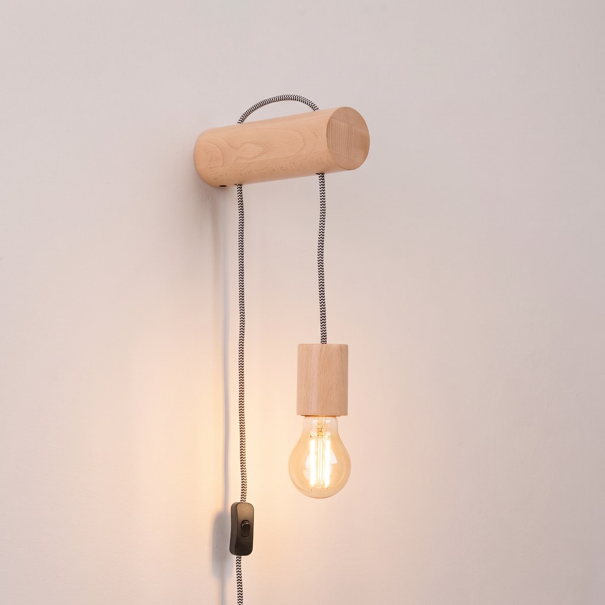 Applique murale — Minimaliste en bois naturel avec interrupteur