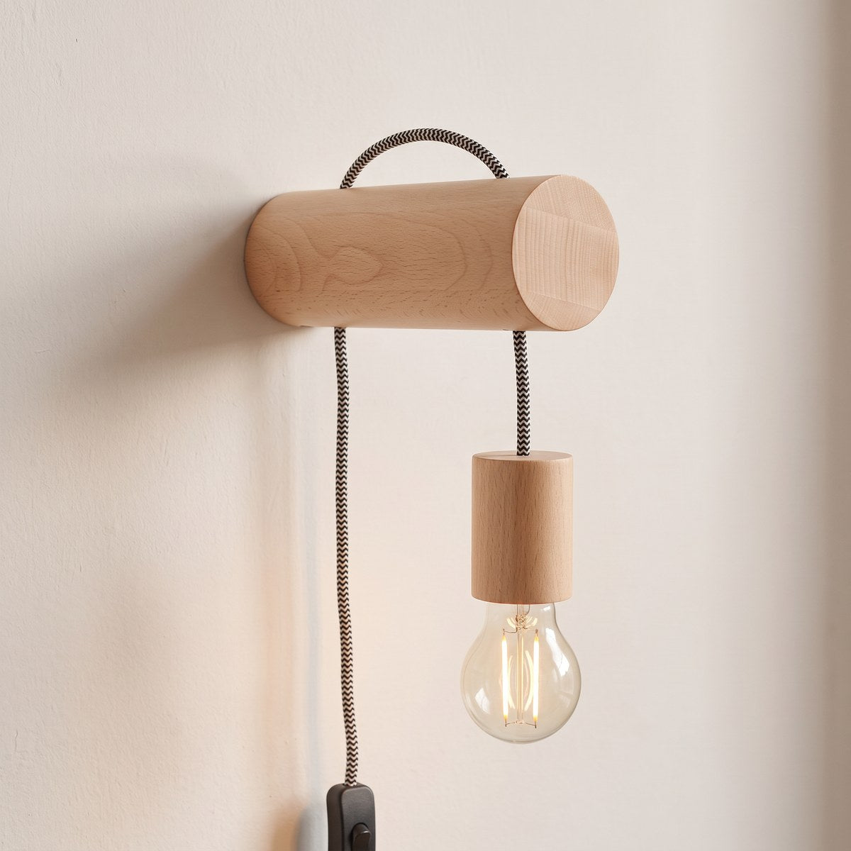 Applique murale — Minimaliste en bois naturel avec interrupteur