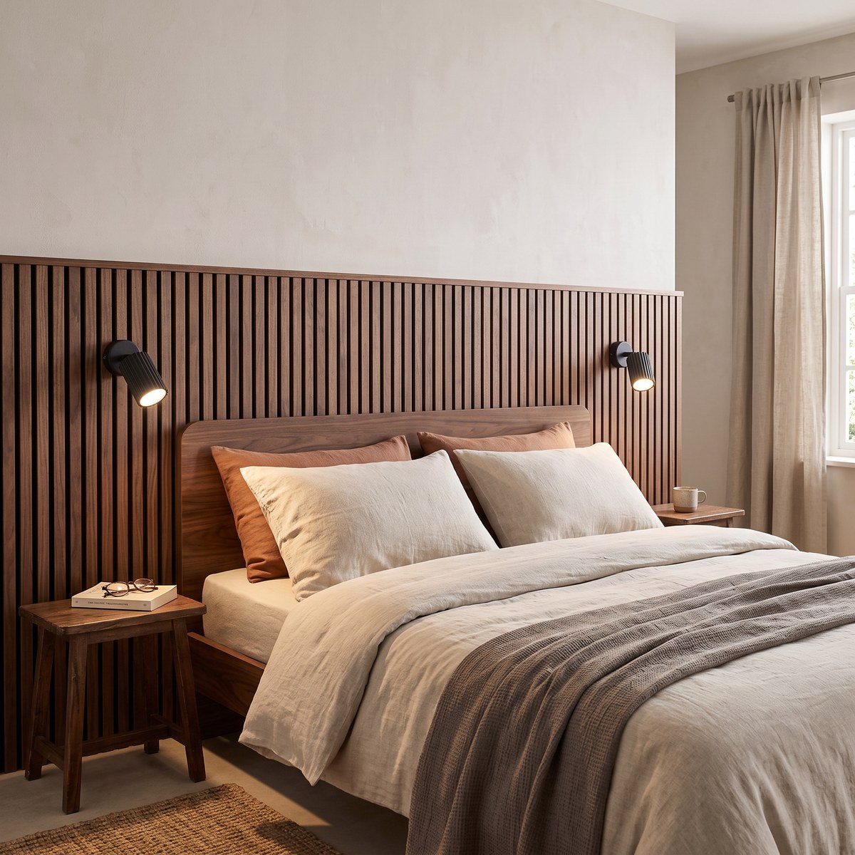 Applique murale — Spot orientable noire cannelée avec interrupteur
