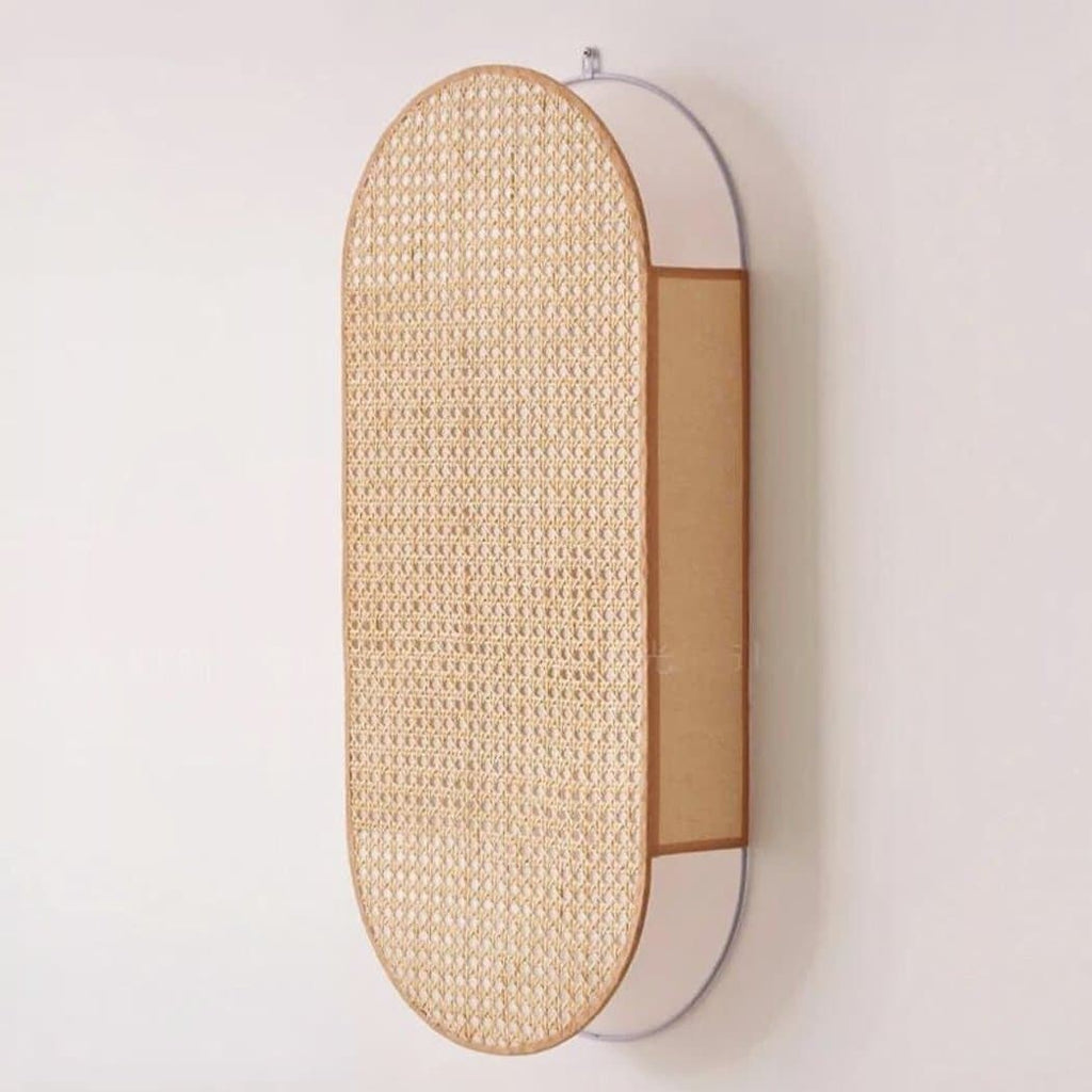 Applique murale ovale marron clair en cannage de style japonais – Néolys Rivage